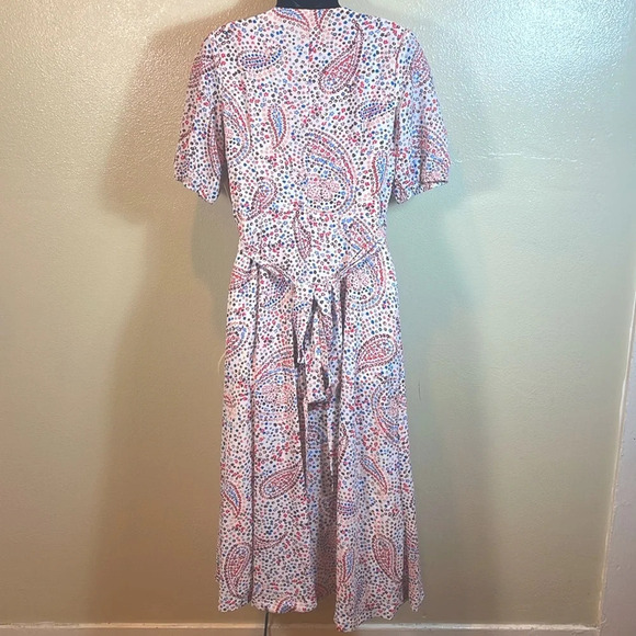 Sage Collection Puff Sleeve Paisley Wrap Dress White size 6 - Picture 4 of 12